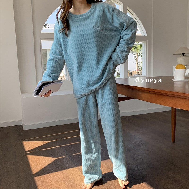 New Autumn/Winter Coral Fleece Pyjamas for Women Thickened Homewear Student Comfort Cotton Fleece Plus Size Fashion Pyjama Set