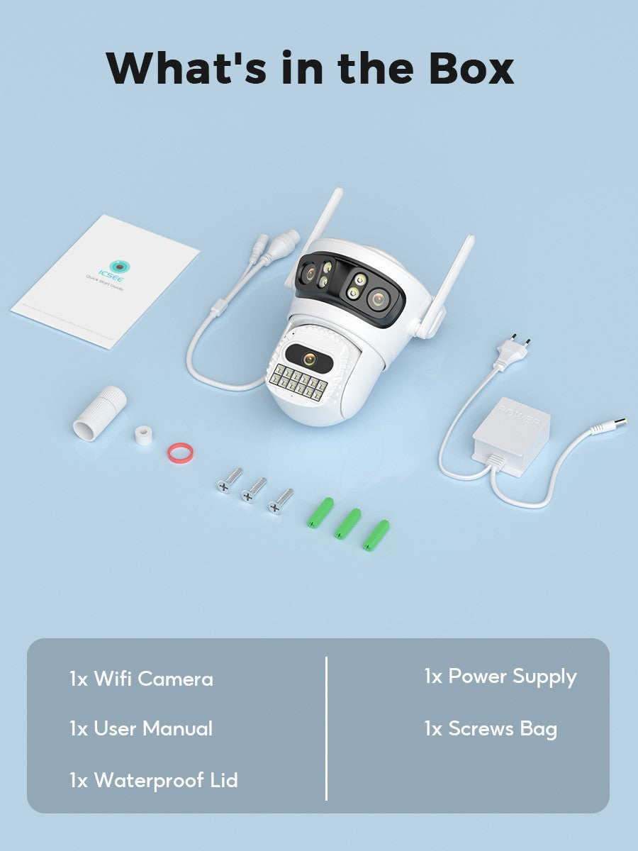 BESDER 12MP WiFi IP Camera PTZ Three Screens Outdoor CCTV Security Surveillance Camera Night Vision Monitor 3D Space iCSee App