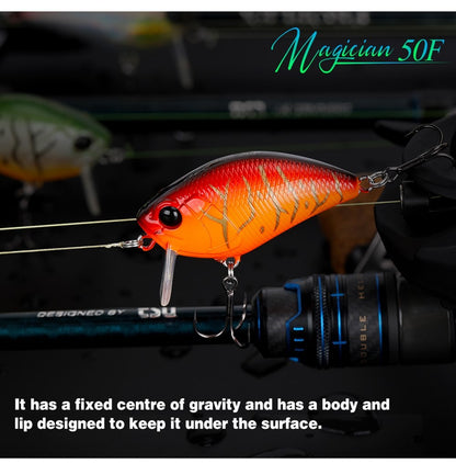 TSURINOYA Magician 50F 8.5g 50mm Crankbait Isca de Pesca de Superfície para Pesca em Água Raso Flutuante Iscas Artificiais para Tucunaré e Black Bass