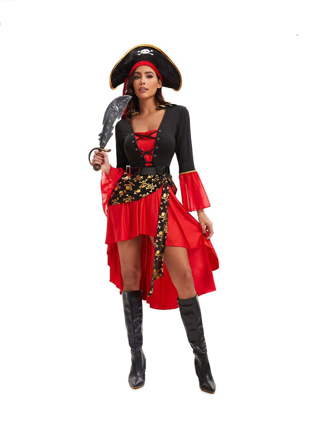 Adult Female Halloween Pirate Costume Captain Jack's Role-playing Costume Theatrical Stage Pirate Performance