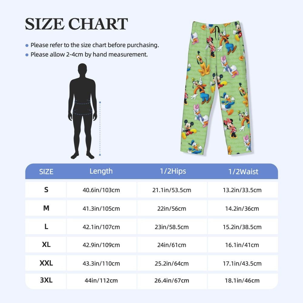 Custom Print Mickey Mouse Donald Duck Pajama Pants Men Sleep Sleepwear Bottoms with Pockets