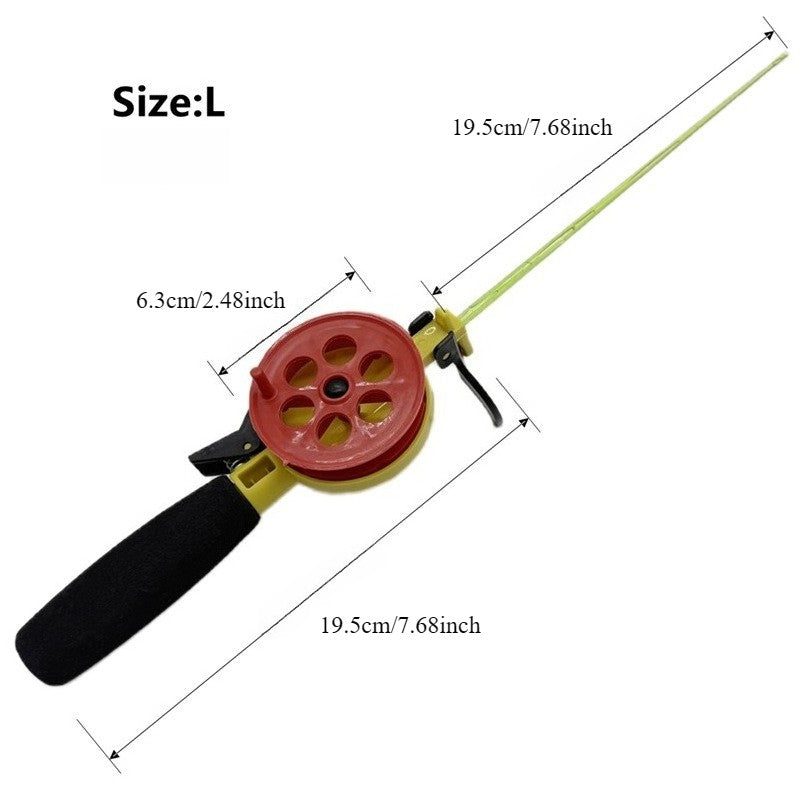 Ackibbik 1pc Vara de Pesca no Gelo com Carretilha/Molinete Haste Mini Vara de Pesca Truta Walleye Perca Acessórios de Pesca no Gelo de Inverno
