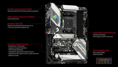 ASRock Brand New B550 Steel Legend Motherboard AMD AM4 Support 5800X3D 5700X 5600G CPU 4xDDR4 4533MHz 128GB M.2 HDMI PCIe4.0 ATX