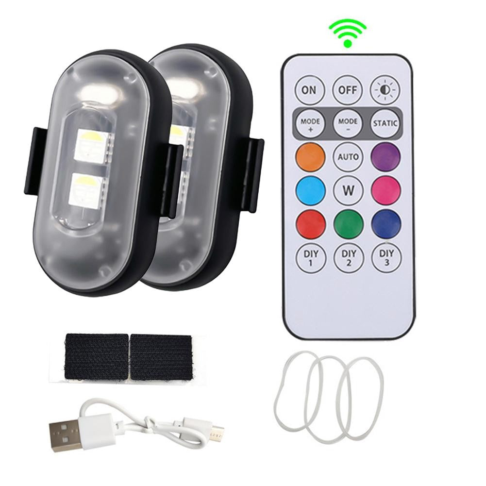 4pcs/set Wireless Remote Control Aircraft Lights,RGB Led Aircraft Strobe Light Motorcycle Accessories
