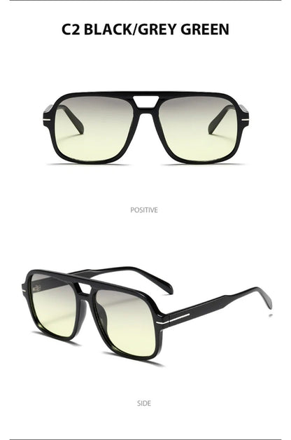 3507 Double Bridge Square Aviator Sunglasses - UV400 Vintage Pilot Style, Retro Classic Sun Glasses for Men Women Unisex 411240