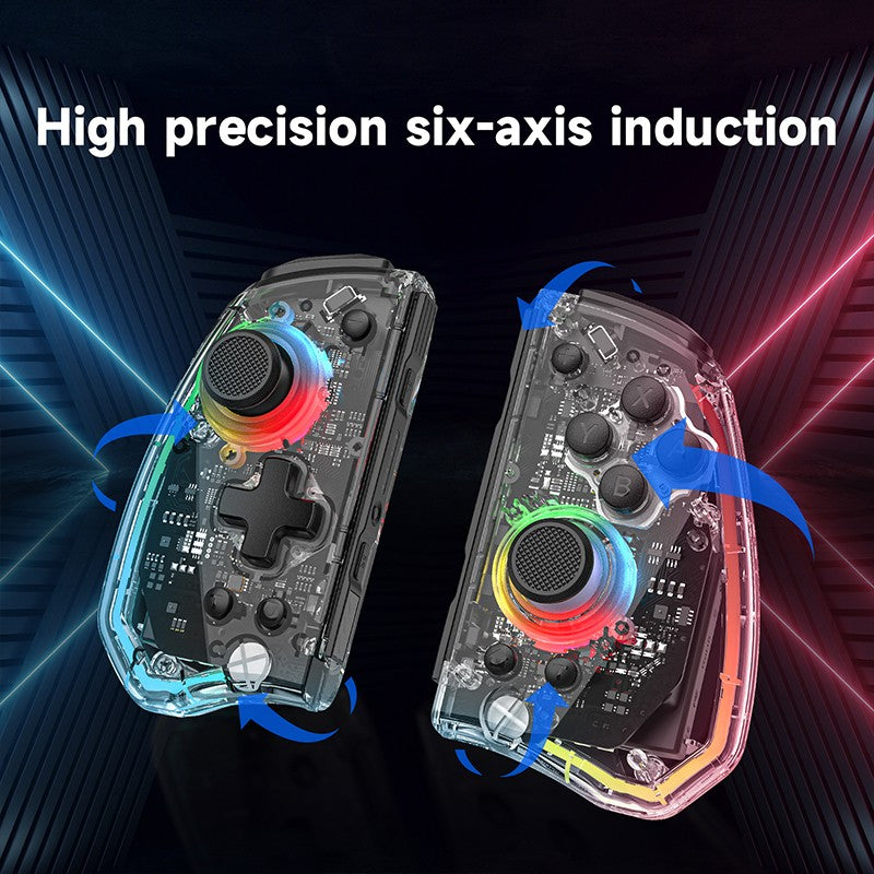LinYuvo KS40 Transparent Wireless Gamepad for Switch/OLED with 8 Color LED,Turbo Function.Controller Joystick for Switch Lite