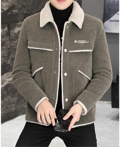 2023 Winter Men's Woolen Jacket Plus Velvet Padded Warm Trench Coat Fashion Casual Business Streetwear Overcoat Men Clothing