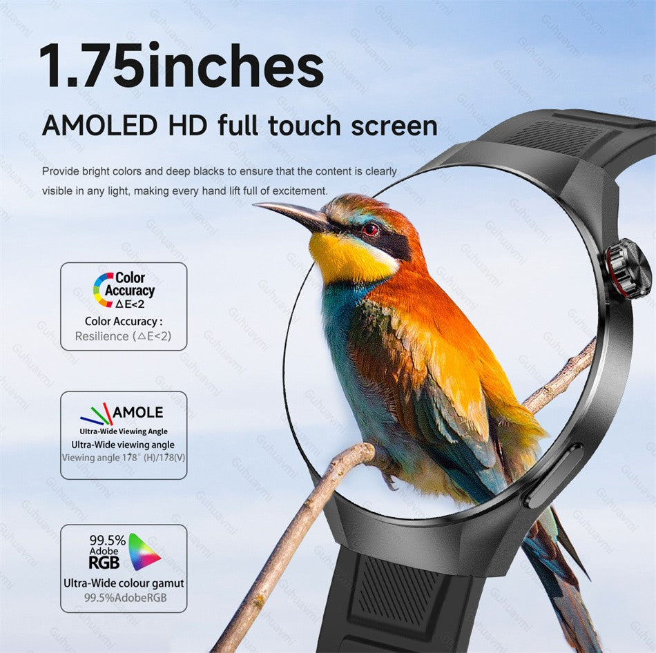 2025Novo Para moda G5 Pro Smart Watch Masculino Tela AMOLED HD GPS Trajetória de movimento Frequência cardíaca Chamada Bluetooth 1,75" SmartWatch IP68