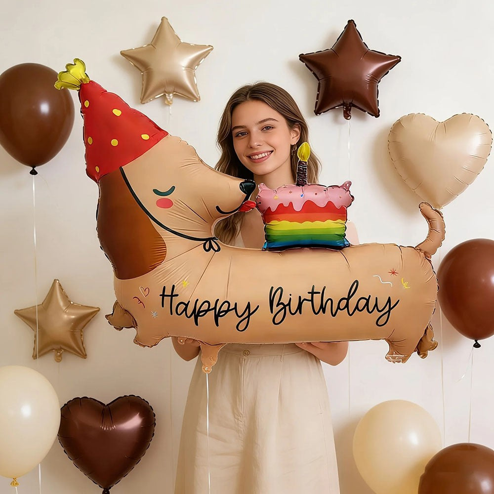 2/1pcs Birthday Cake Dachshund Balloon Cartoon Animal Themed Party Decoration Wall Decoration Festival Photography Props Gifts