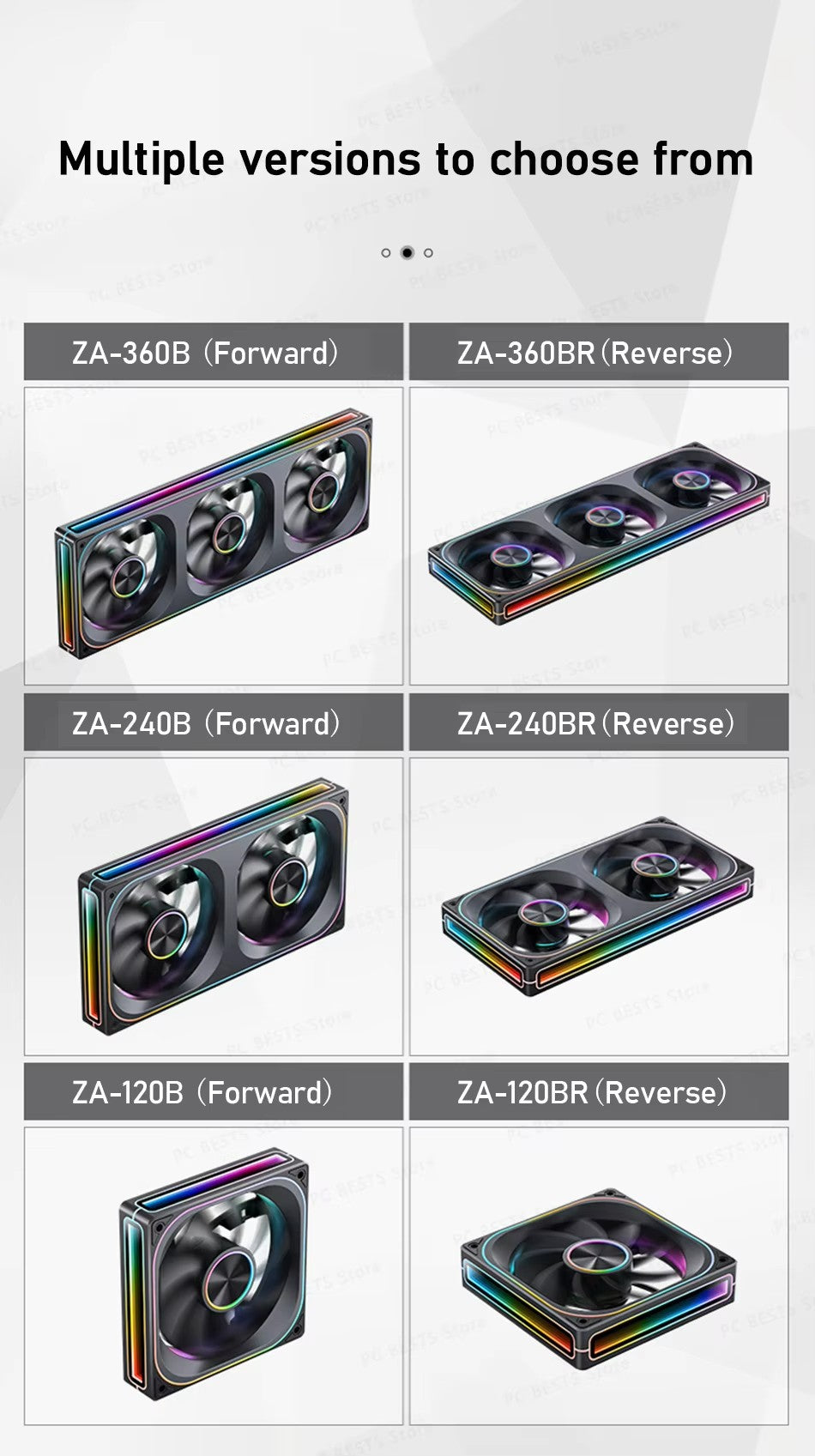 JONSBO ZA-120/240/360 Computer Case Fan 12CM 5V ARGB 120mm Monolithic Structure Water-Cooled Fan  PWM Forward/Reverse Fan Kits