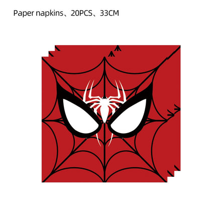 Mask Spider Hero Birthday Party Supplies Tableware Kit Plates Cups Tablecloth Backdrop Balloons Kids Party Decorations Favors