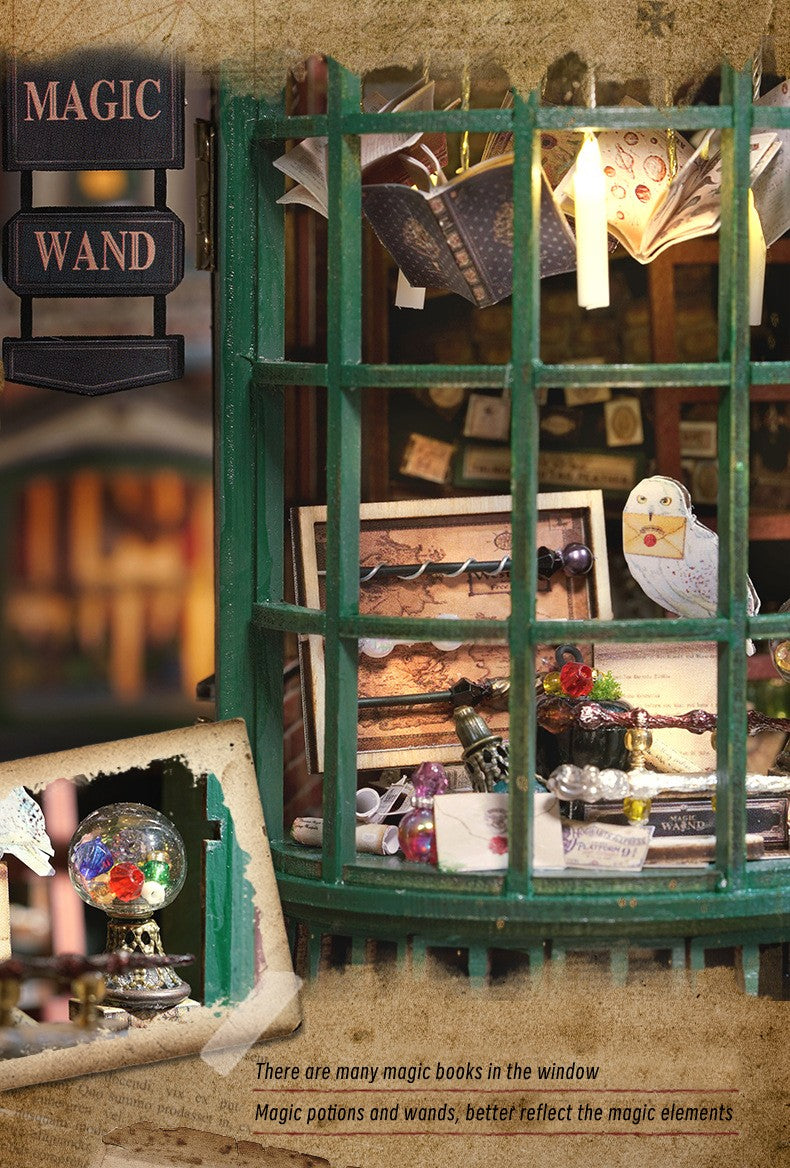 Magic Shop DIY Wooden Dollhouse Miniature Doll House Kit with Furniture Roombox Retro Home Model Toy for Children Gift