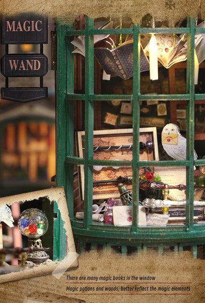 Magic Shop DIY Wooden Dollhouse Miniature Doll House Kit with Furniture Roombox Retro Home Model Toy for Children Gift