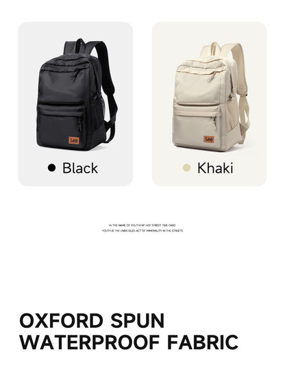 LEE Classic Black Unisex College Student School Bag Large Capacity Casual Leisure Nylon Laptop Backpacks Woman Man Schoolbag