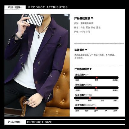 2025 Men's Autumn Casual No Slit Printing Leisure   blazer