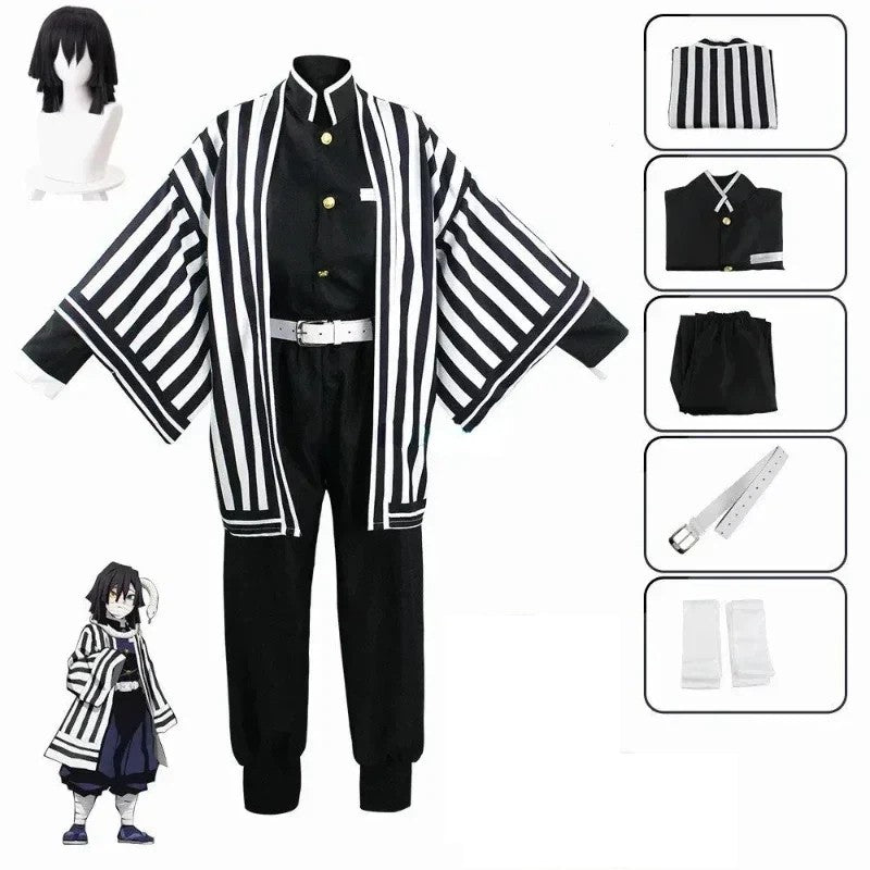 Anime Iguro Obanai Kimono Uniform Anime Pruik Cosplay Kostuum Halloween Feest