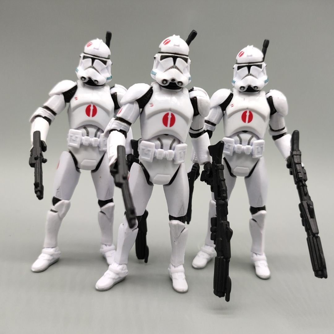 Lote de 3 Bonecos Soltos Star Wars Elite Force 501st 442nd Shadow Utapau Gree Shock Battalion Trooper 3.75" Coleção