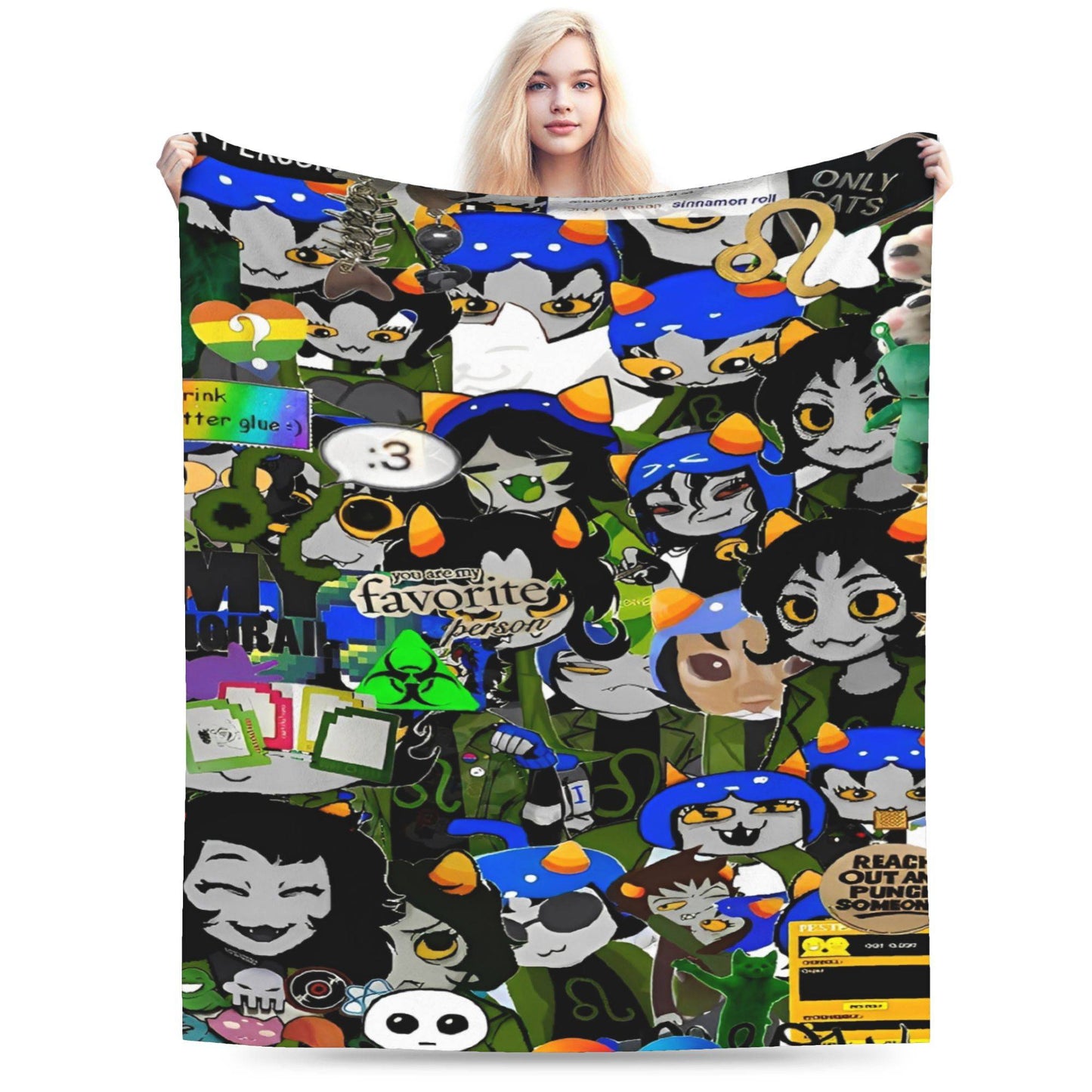 Manta de Flanela Homestucked Manga Cobertor Macio e Quente para Sofá Cama Viagem Engraçado Colcha Capa de Sofá-Cama