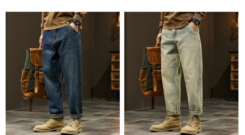 Men's 95% Cotton Jeans High Quality Loose Harem Pants Fashion Baggy Casual Outdoor Work Denim Pants Brand Men's Clothing