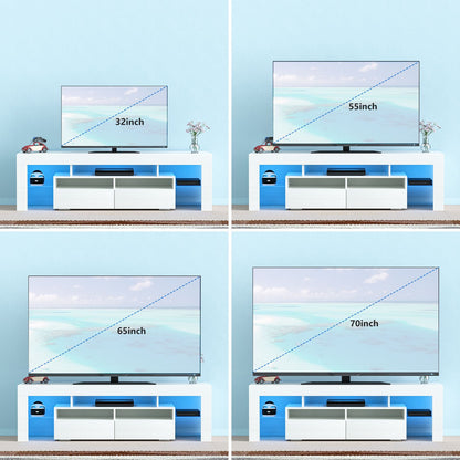 71IN LED TV Stand for 75/70/65 inch TV Modern Black Stand for Living Room with Storage Drawers High Gloss TV Cabinet