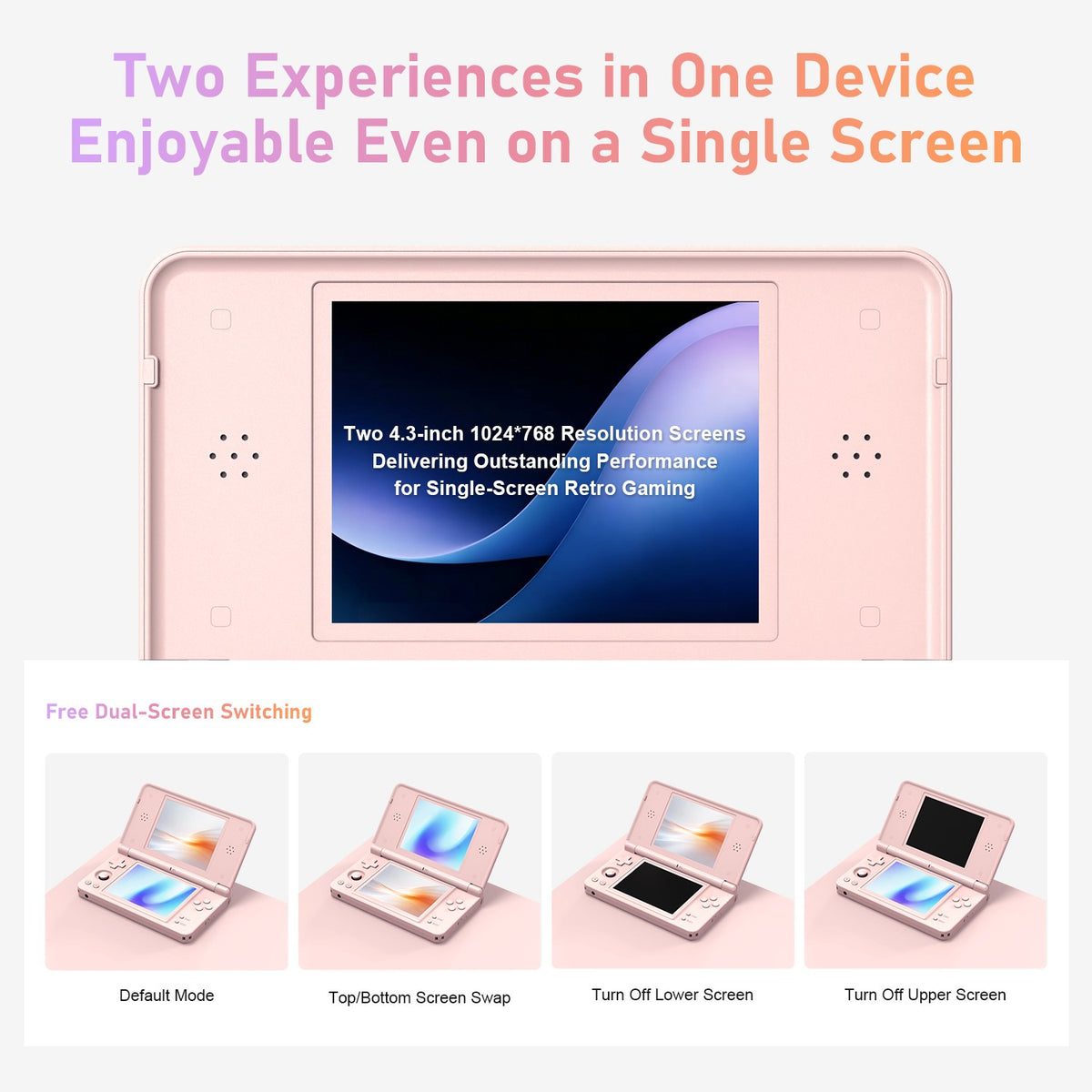 Anbernic RG DS Plus Portable Handheld Game Console Dual Screen 4.3 Inch IPS Retro Gaming Emulator With 4000mAh Battery Streaming