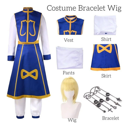 Anime Manga Hunter X Hunter Kurapika Cosplay Costume Wig Fingers Rings Chain Earrings Anime Uniforms Halloween Party Outfits