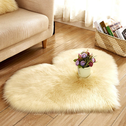 Heart Shaped Faux Fur Rug Bedroom Fluffy Shaggy Area Rugs Sheepskin Fuzzy Rug Carpets Throw Shag Rug Sofa Decor Floor Mat Plush