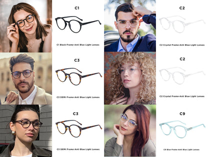 Óculos de Leitura Retrô ZENOTTIC 2025 Antiluz Azul Para Leitura Moda Leve Óculos Feminino Masculino Dioptria 0 a 4.0