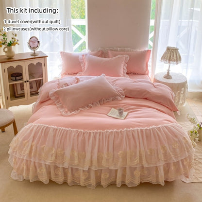 3pcs Korean lace Bedding set wedding Duvet Cover Set (1*Duvet Cover + 2*Pillowcase, Without Core)for bedroom guest room