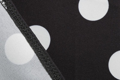 Elegant Women Summer Dress Puff Short Sleeve Polka Dot Peter pan Collar Vintage A-line Midi Long Party Sundress