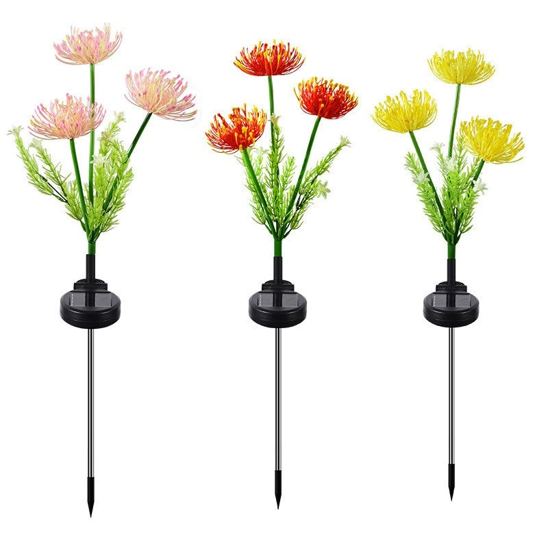 LED Solar Red Magic Lily Xmas Lights with 3 Heads Glowing Flowers Stems Outdoor Seashore Yard Garden Lawn Decoration Flower Lamp