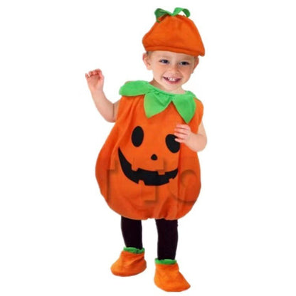Kids Romper Costume Pumpkin Halloween Cosplay Party Boys Girls Stage Performance With Bags Holiday Clothing