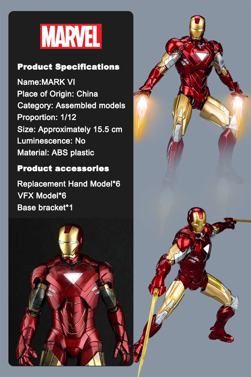 Fondjoy The Avengers Iron Man MK6 Joints Moveable Action Figures Toy 15cm ABS Material Model Toy Boy Birthday Gifts Hoilday Gift