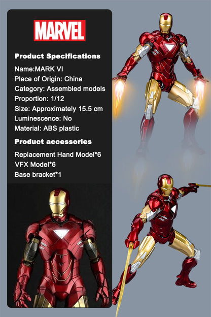 Fondjoy The Avengers Iron Man MK6 Joints Moveable Action Figures Toy 15cm ABS Material Model Toy Boy Birthday Gifts Hoilday Gift