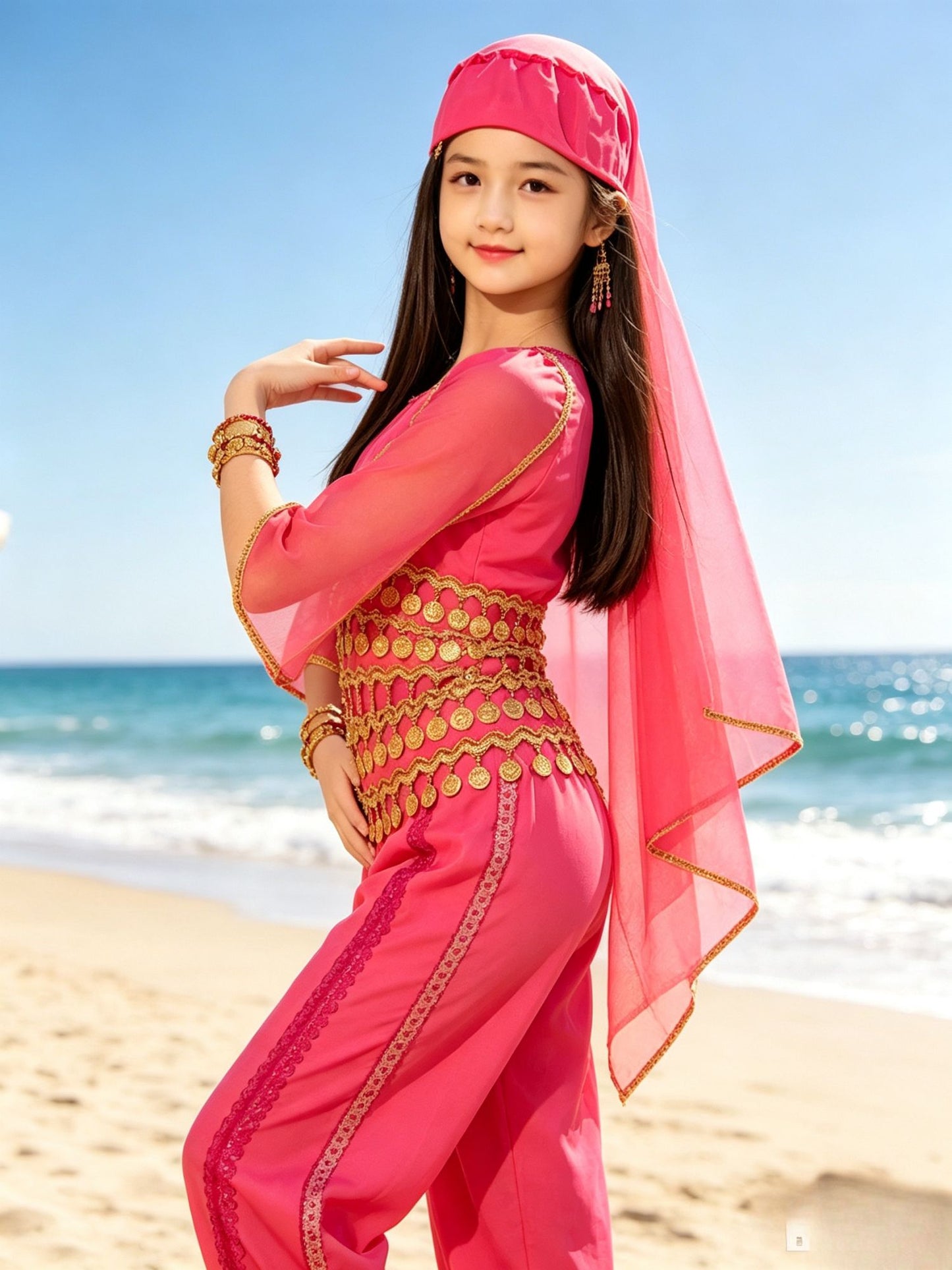 Halloween Girls Oriental Dance Cosplay Costume Full Set With Accessories