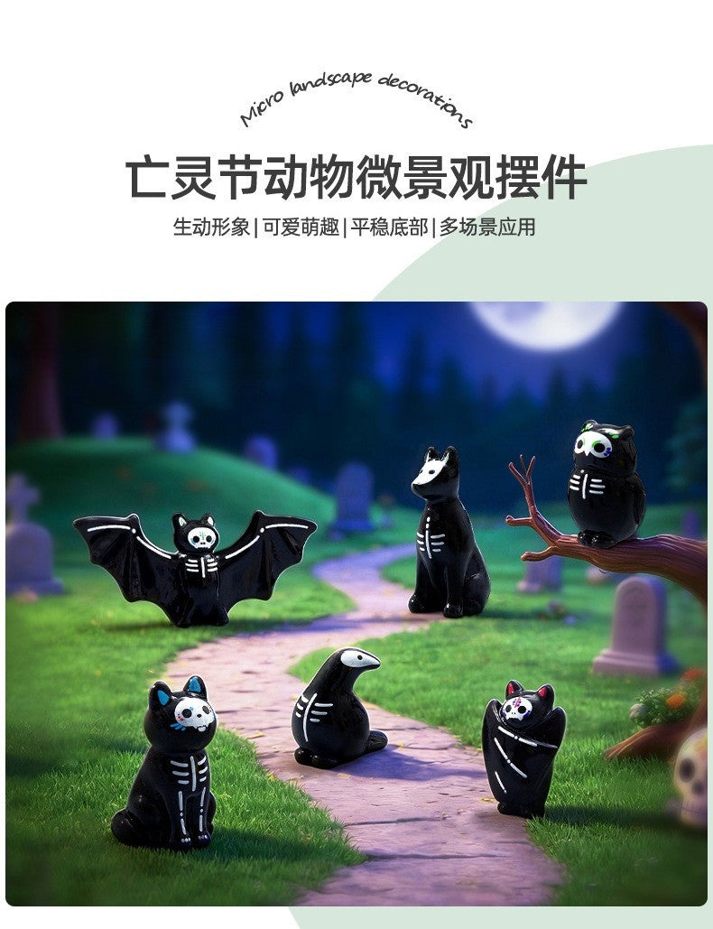10-100pcs Halloween Mini Funny Ghost Owl Bat Figurine Desktop Decoration DIY Accessories Resin Micro Landscape Home Decorations