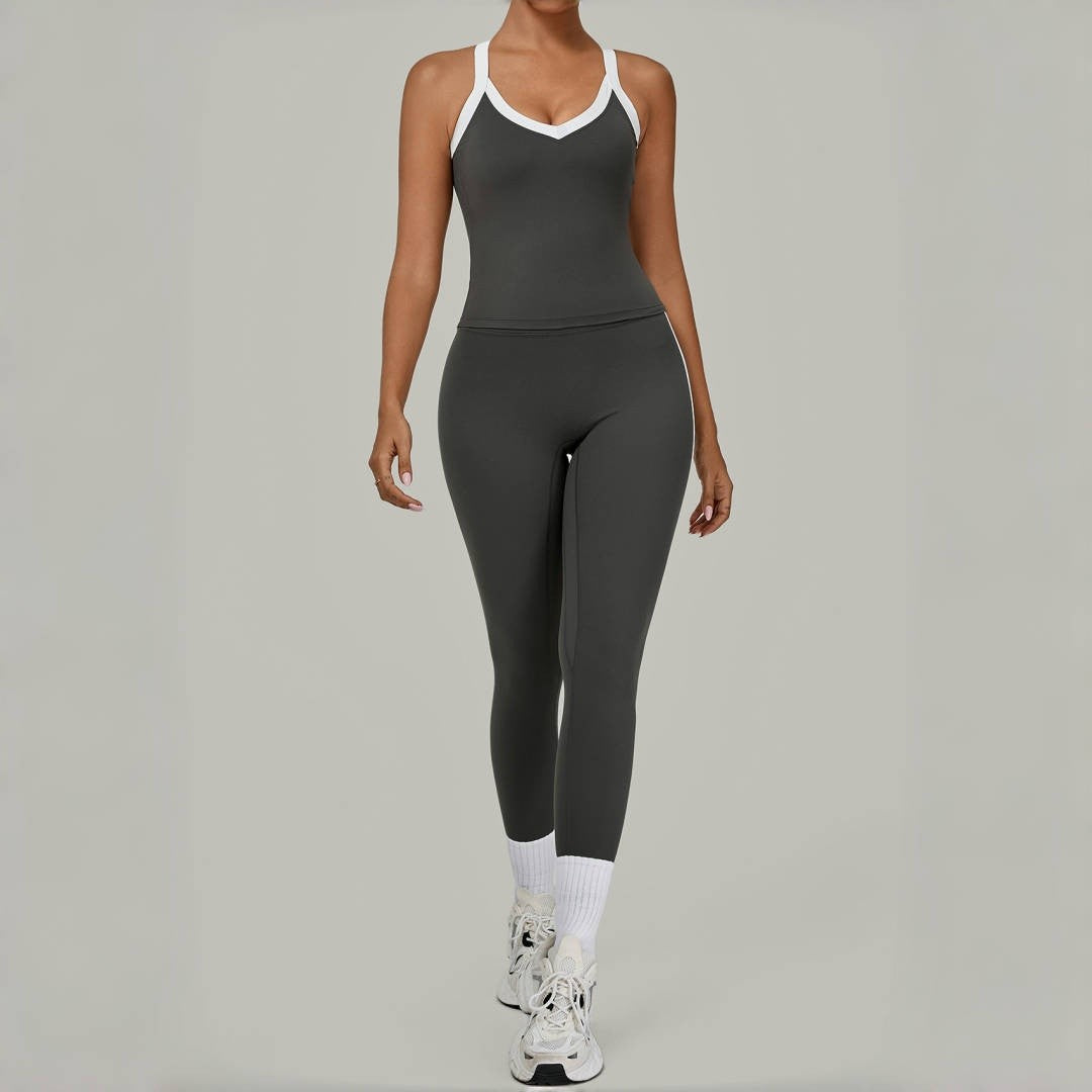 Yoga Suit Sports Fitness High Waist Peach Hip Tight Removable Padding Sports Bra Outfit Running Workout Clothes Gym Leggings Set