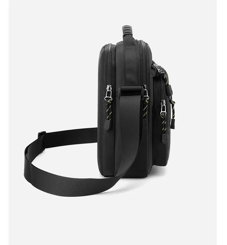 Men Multi-layer Shoulder Bag Fashionable Casual Lightweight Nylon Crossbody Bag for Daily Outing Commuting Small Handbag