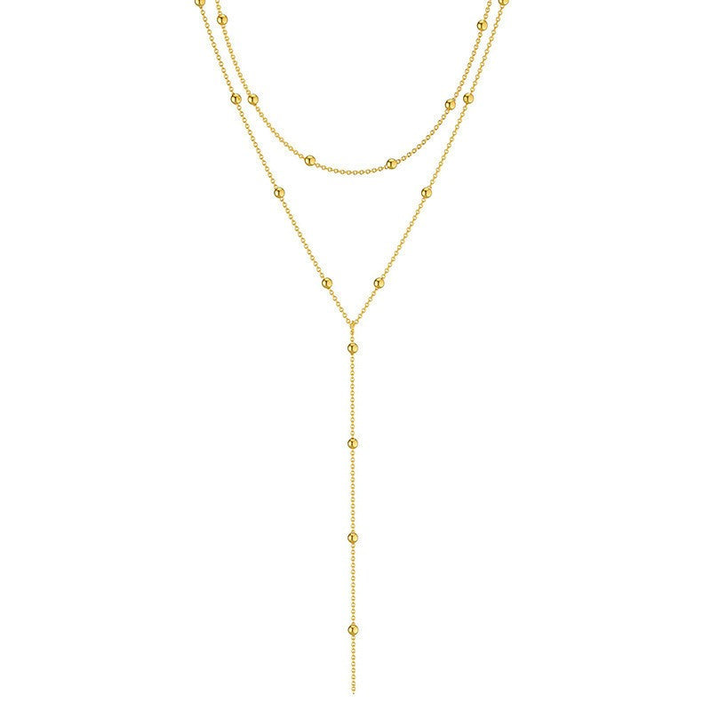 Fashion Gold Color Y-Shaped Pendant Necklaces For Women Girls Luxury Cubic Zirconia Long Tassel Dangle Choker Jewelry Gift