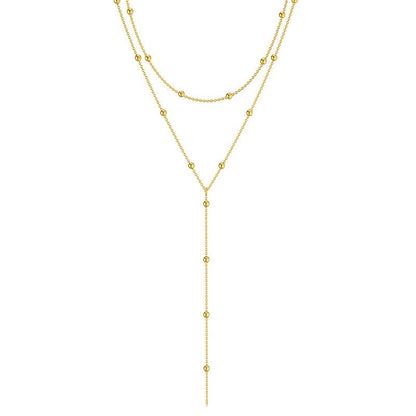 Fashion Gold Color Y-Shaped Pendant Necklaces For Women Girls Luxury Cubic Zirconia Long Tassel Dangle Choker Jewelry Gift