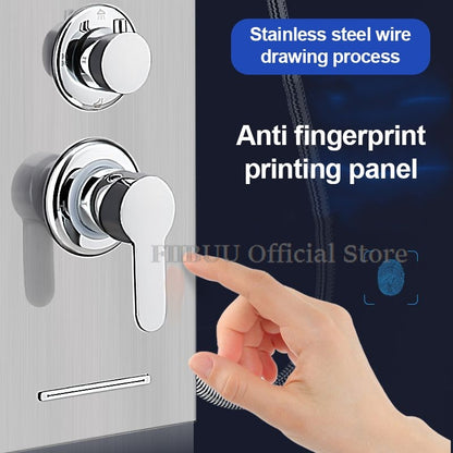 Luxury Shower For Bathroom With Digital Display Pressurized Top Nozzle Rain Shower Head Shower Room Wall Mounted Shower Set