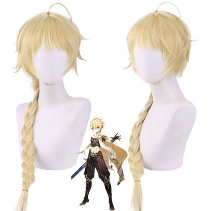 Genshin Impact Aether Lumine Cosplay Wig Pre Styled Role Play Props Heat Resistant Kong Ying Sora Hotaru Cosplay Wig