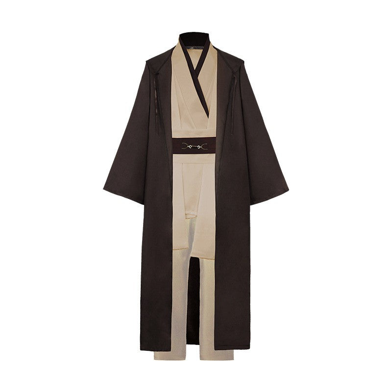 Obi Wan Kenobi Men Robe Jedi Knight Tunic Costume Hooded Uniform Full Set for Halloween Carnival Role Playing Costume