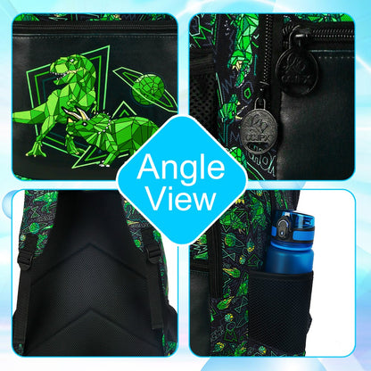 Mochila de Dinossauro 3 Peças para meninos, Conjunto de Mochilas Infantis de 42 cm para Ensino Fundamental, Pré-escola e Jardim de Infância, Mochila Escolar com Lancheira