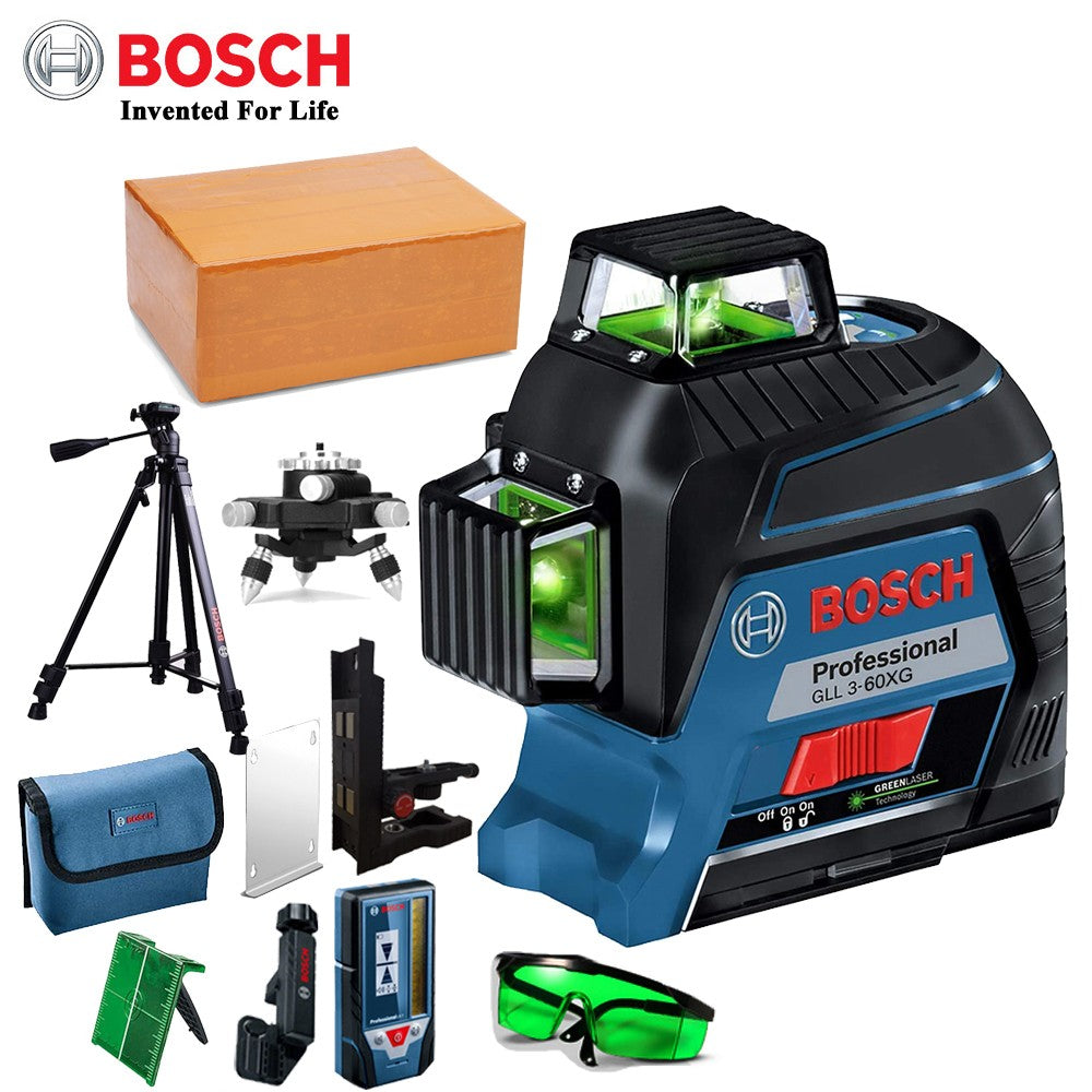 Nível a Laser Verde Bosch 12 Linhas 360 Nível a Laser GLL3-60XG Projeção de Linha de Marcação para Decoração Residencial Nível a Laser para Exterior