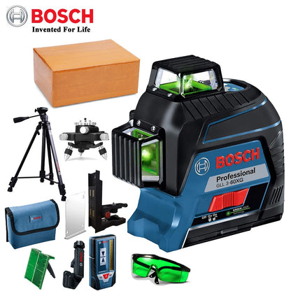 Nível a Laser Verde Bosch 12 Linhas 360 Nível a Laser GLL3-60XG Projeção de Linha de Marcação para Decoração Residencial Nível a Laser para Exterior