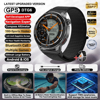 2026 Novo Militar T-Rex 3 Ultra Offline Mapa GPS Smart Watch 4GB Memória 10ATM À Prova D'Água Monitor Cardíaco Esportivo Smartwatch Masculino