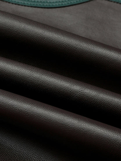 Men'S Baseball Jacket - Windproof Warm Coat with Zipper Closure, Brown & Green Accent Jacket, Non-Stretch Shell for Casual Outer