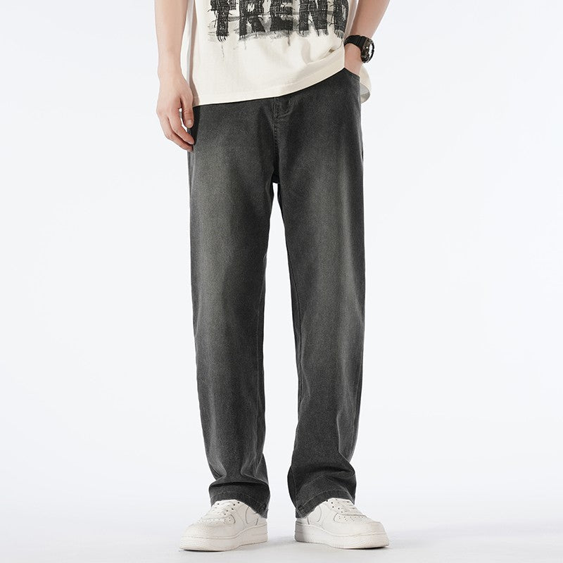 Calças jeans masculinas largas de perna reta, cintura alta, plus size, extra longas, 115cm, Primavera 190