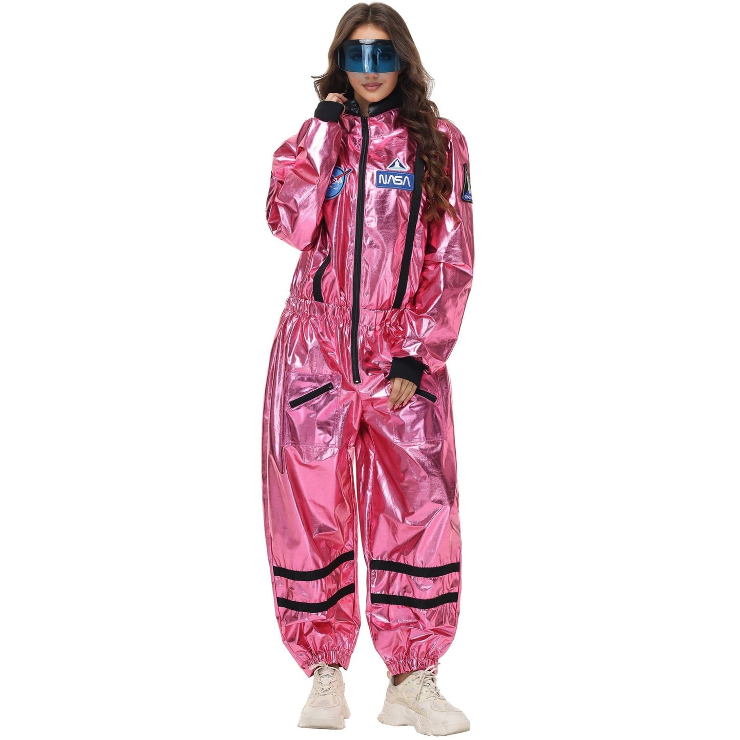 Adult Silver Astronaut Costume Men Women Spaceman Suit Space Jumpsuit Halloween Cosplay Party Dress Up